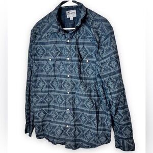 Lucky Brand Saturday Stretch Mens Denim Southwestern Pearl Snap Shirt XL